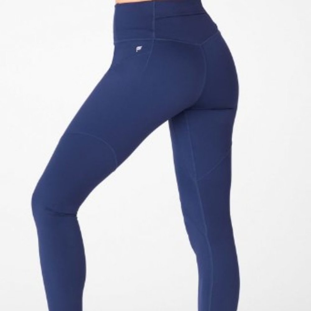 Fabletics High-Waisted Heatherknit 7/8 Navy Blue Size Medium